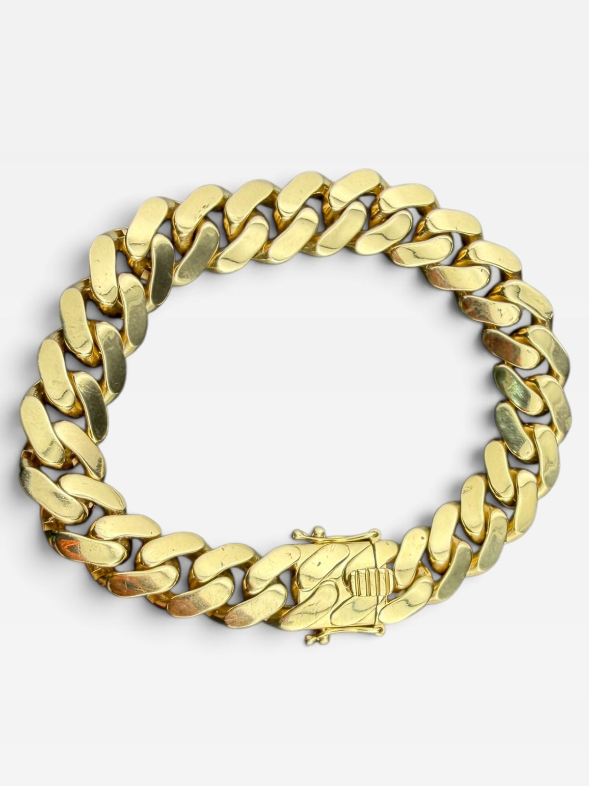 14K Gold Semi Solid Miami Cuban Link Chain Bracelet 12mm 8 Inch 25 Grams