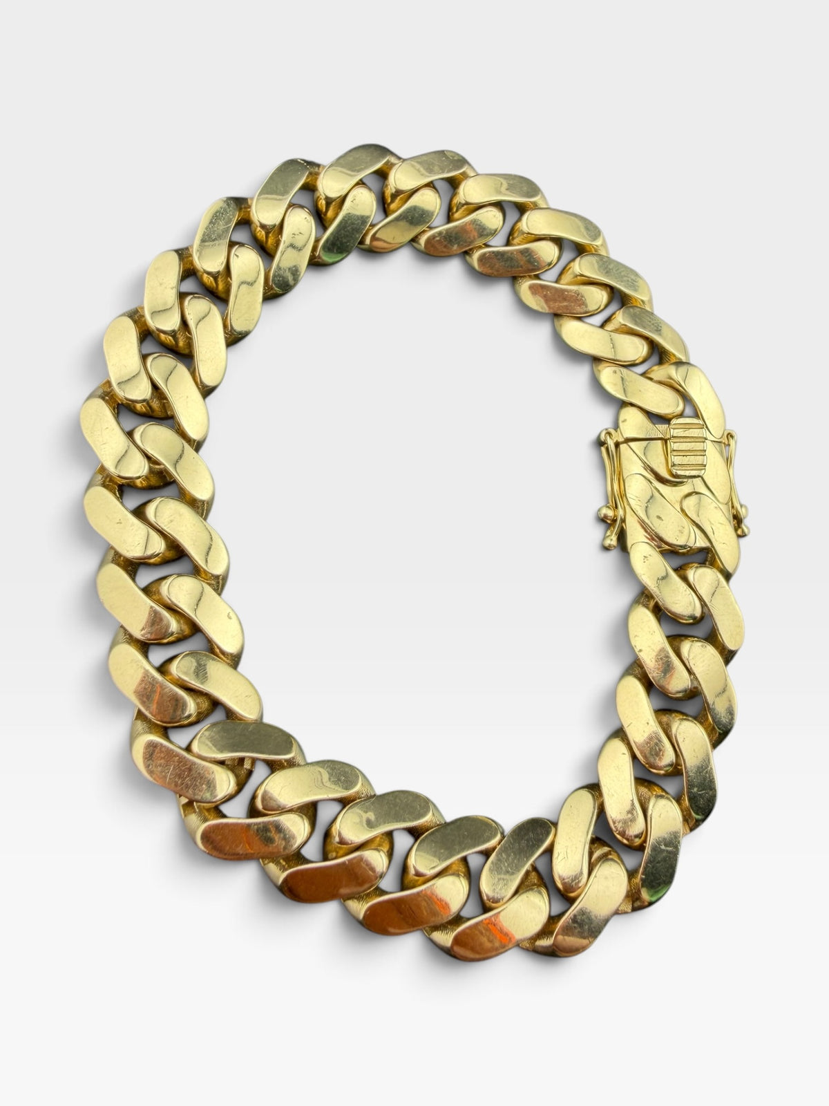 14K Gold Semi Solid Miami Cuban Link Chain Bracelet 12mm 8 Inch 25 Grams