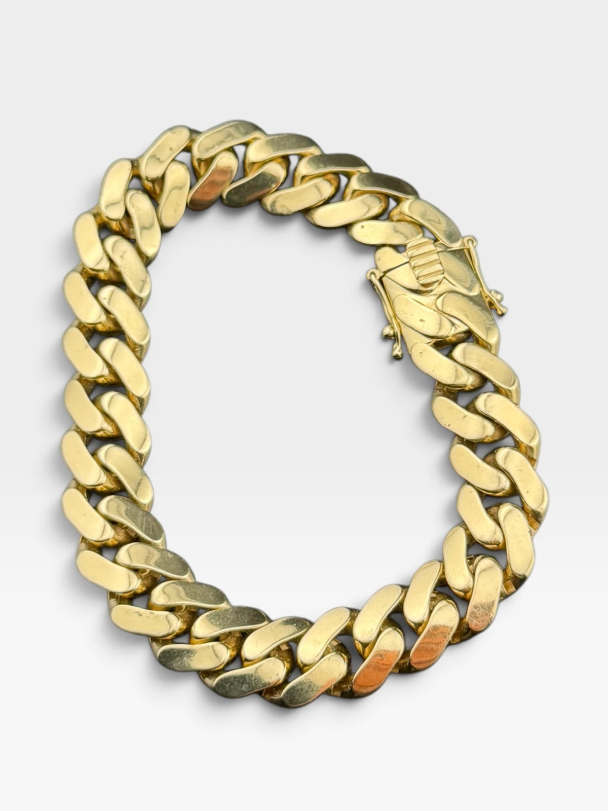 14K Gold Semi Solid Miami Cuban Link Chain Bracelet 12mm 8 Inch 25 Grams
