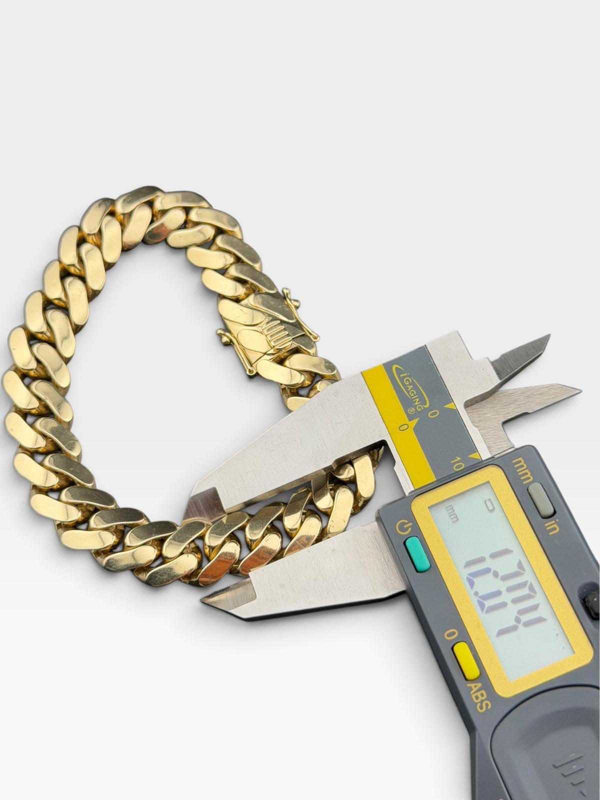 14K Gold Semi Solid Miami Cuban Link Chain Bracelet 12mm 8 Inch 25 Grams