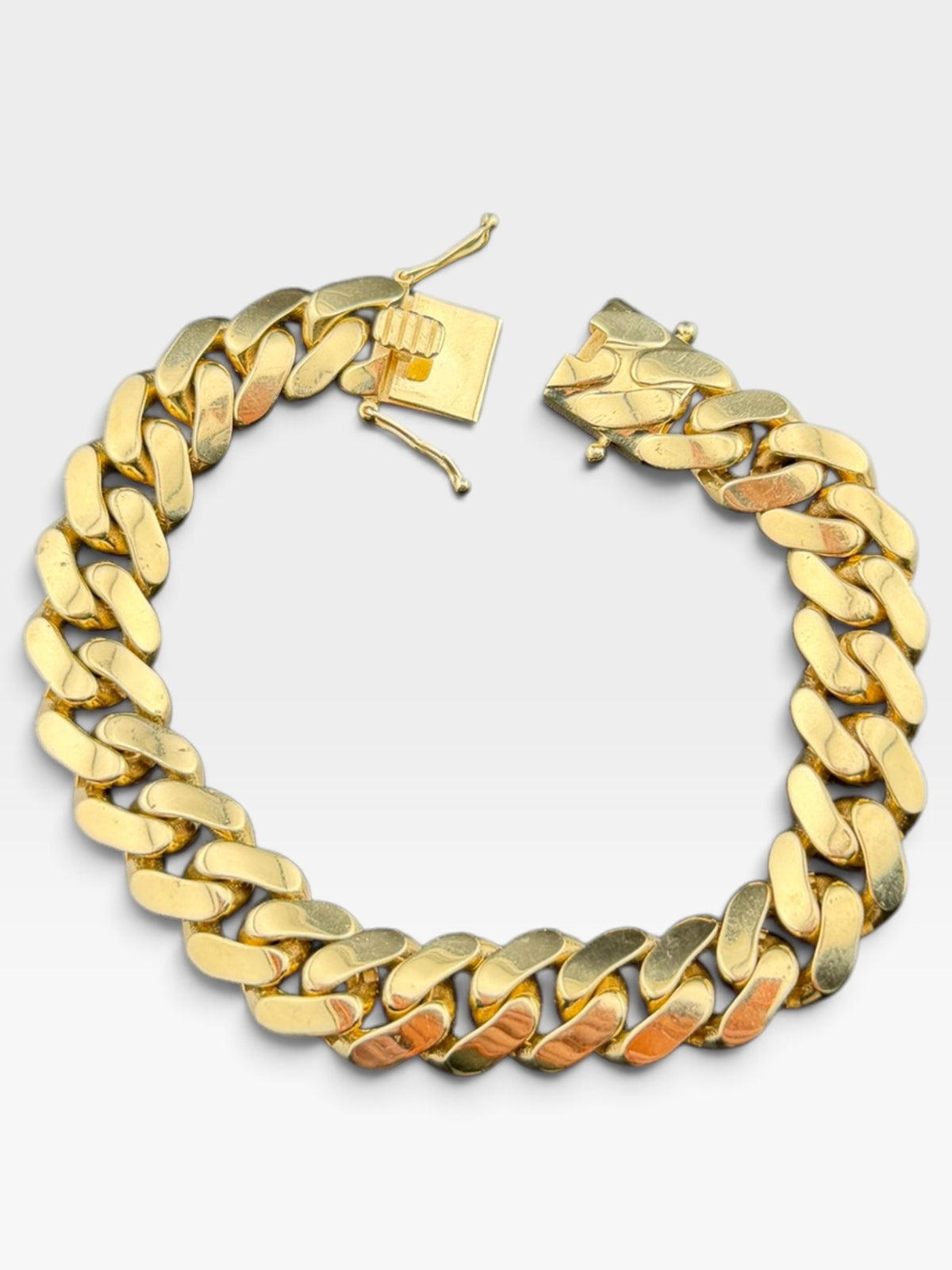 14K Gold Semi Solid Miami Cuban Link Chain Bracelet 12mm 8 Inch 25 Grams