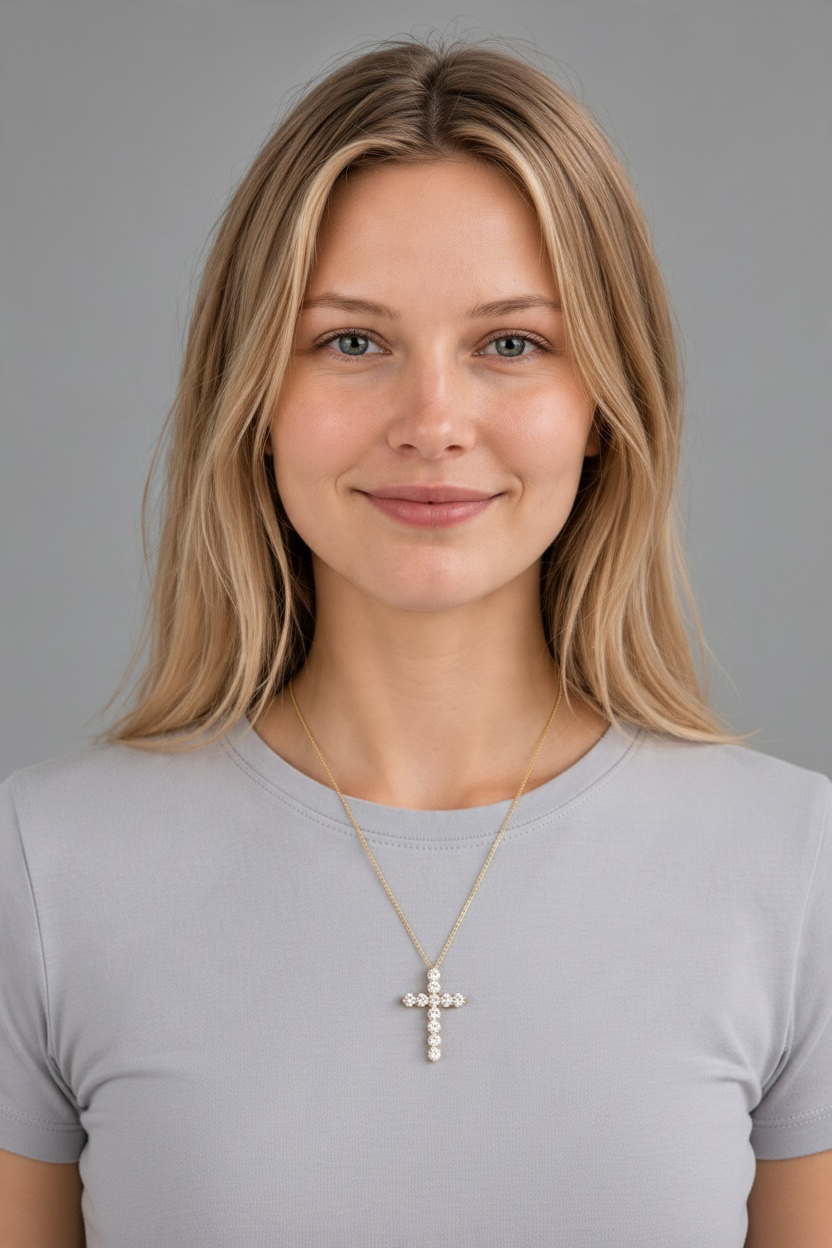 14K Yellow Gold Lab Grown Diamond Cross Pendant 18in Necklace ~2ct IGI