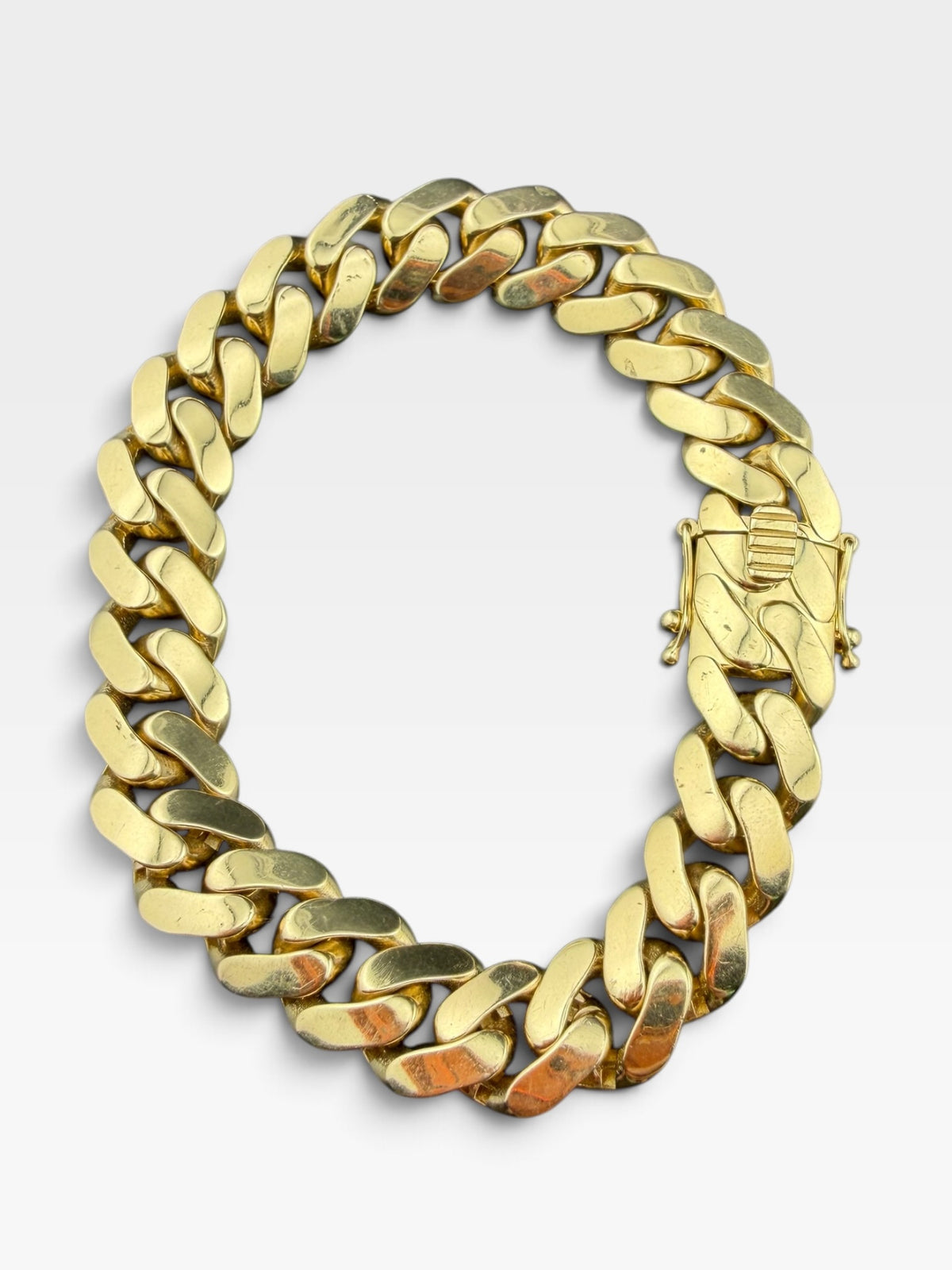 14K Gold Semi Solid Miami Cuban Link Chain Bracelet 12mm 8 Inch 25 Grams