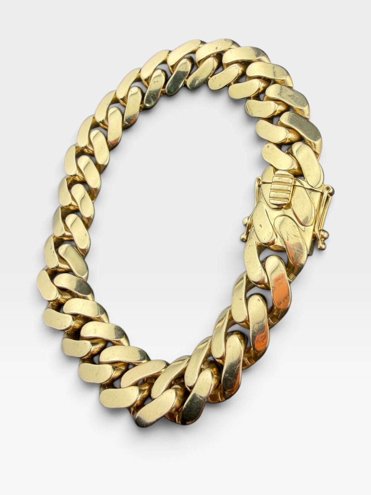 14K Gold Semi Solid Miami Cuban Link Chain Bracelet 12mm 8 Inch 25 Grams