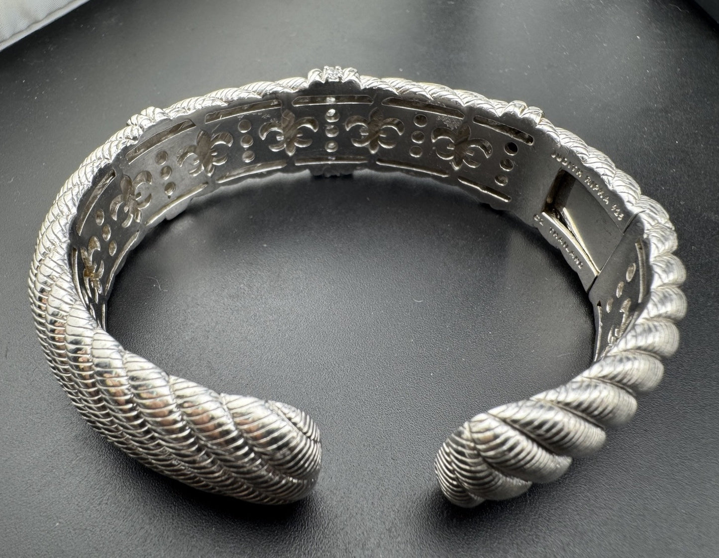 Judith Ripka Sterling Silver Diamonique Cable Cuff Bracelet S 7 Thailand 80 Gram