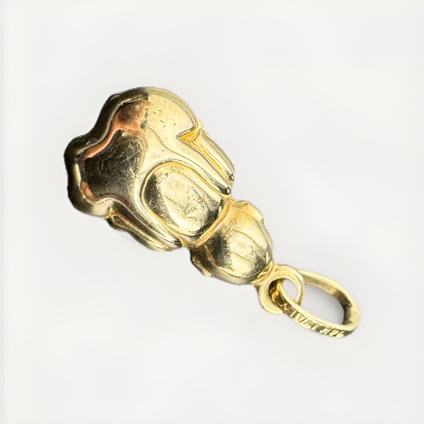 Colgante de amuleto Buda de oro amarillo de 14 quilates, 1,6 gramos, 23x9 mm, diseño de paz espiritual