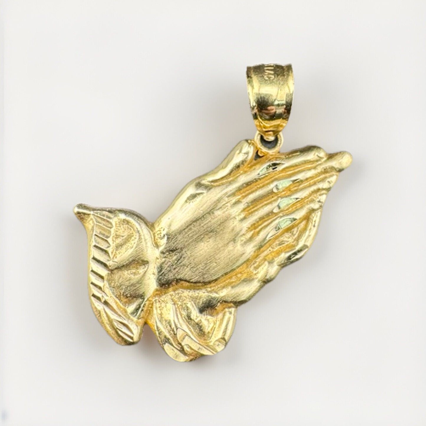 14K Yellow Gold Praying Hands Charm Pendant Religious 27x30.12mm ~2.4 Grams