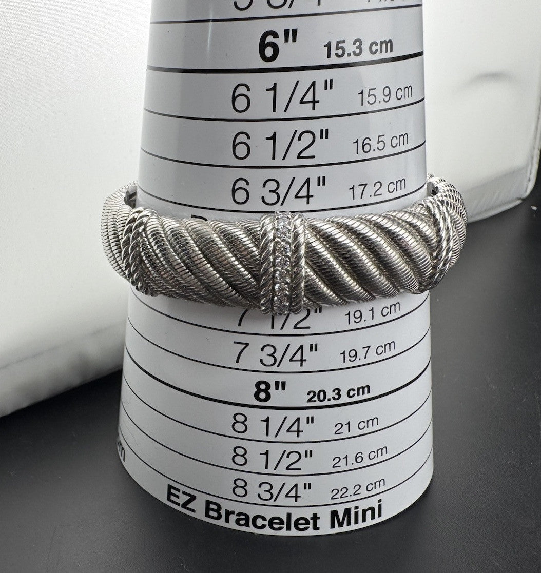 Judith Ripka Sterling Silver Diamonique Cable Cuff Bracelet S 7 Thailand 80 Gram