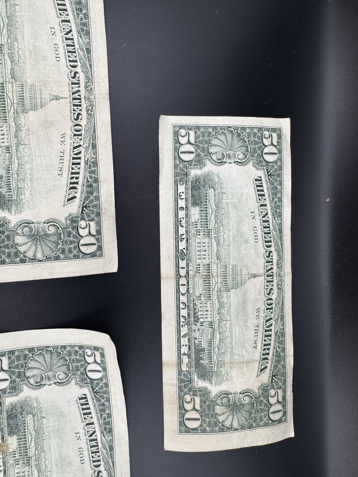 Lot of 7 X $50 U.S. Bills – Series 1990 Printing Errors & Misalignment $350 Face