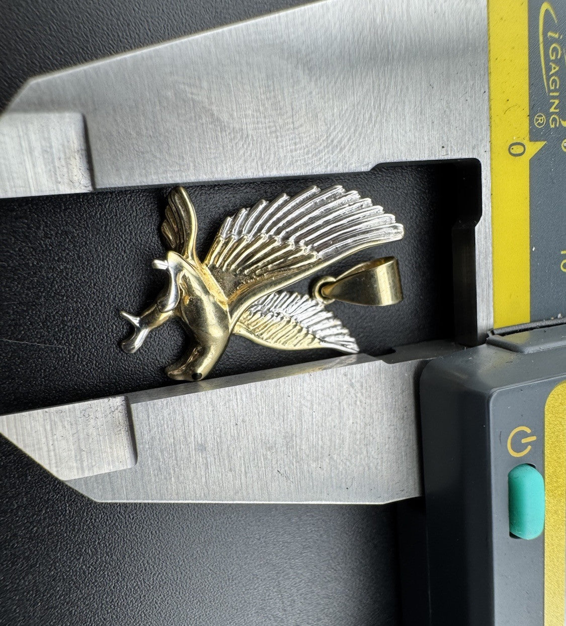14K White & Yellow Gold Vintage Flying Bird Pendant 23.74x15.12mm 3.1 Grams