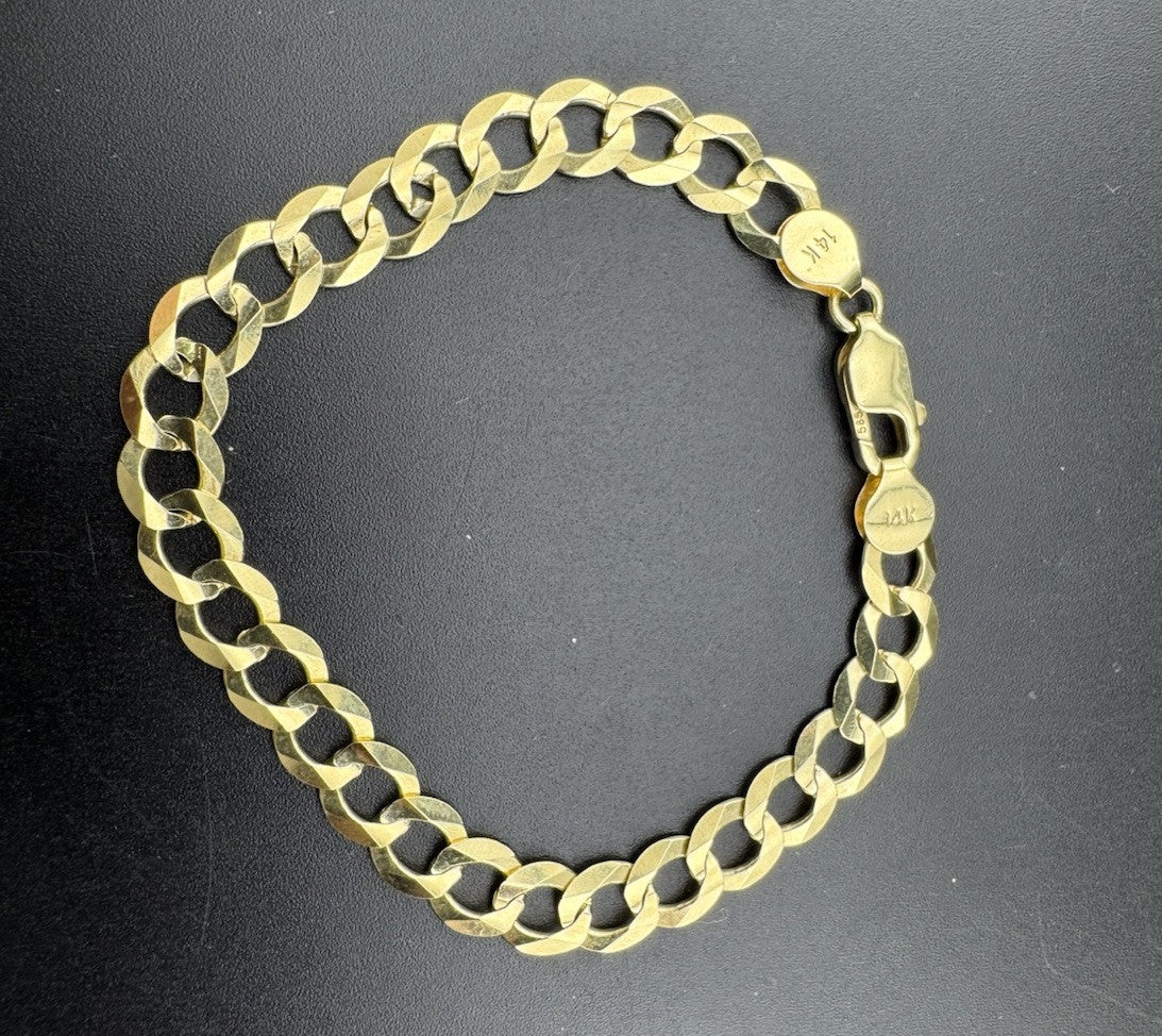 14K Yellow Gold Curb Link Bracelet 7.10mm Width 7in ~ 9.3 Grams