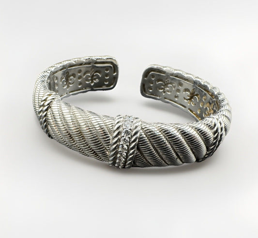 Judith Ripka Sterling Silver Diamonique Cable Cuff Bracelet S 7 Thailand 80 Gram